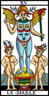 Carta El Diablo del Tarot de Marsella